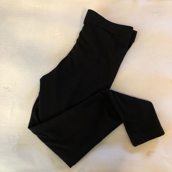 H&M Thick Black Ribbed Leggings Faux Suede - Picture 5 of 7